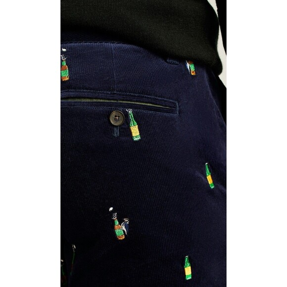 Bonobos Mens Stretch Corduroy Pants 31x32 Navy Blue Embroidered Chino New - Picture 2 of 11